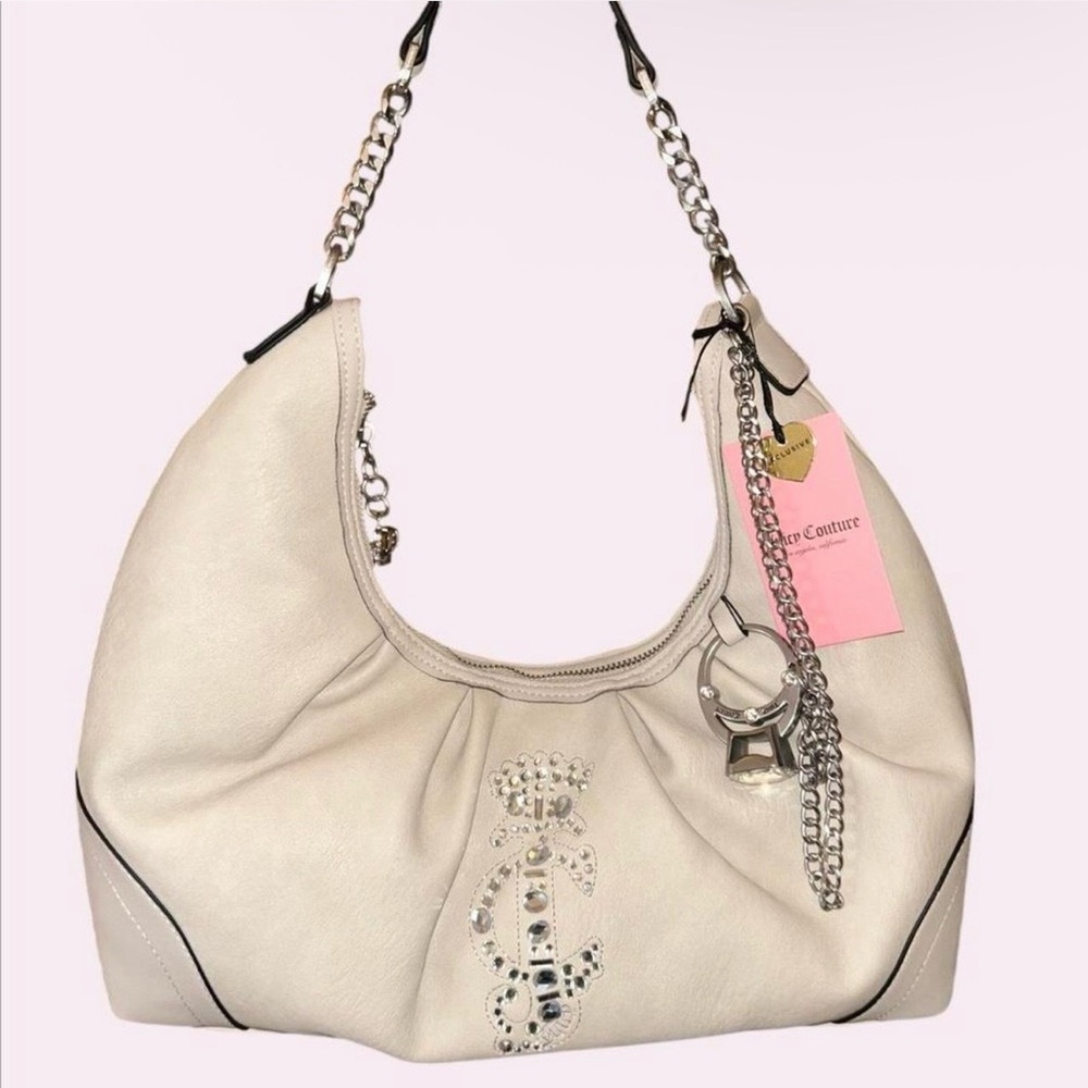 Juicy Couture Cream Hobo Bag with Silver Accents